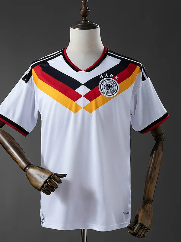 Front view of unbranded 2026 Germany national team soccer jersey with iconic black, red, and gold chevron design Germany Style National Team Soccer Jersey Wholesale