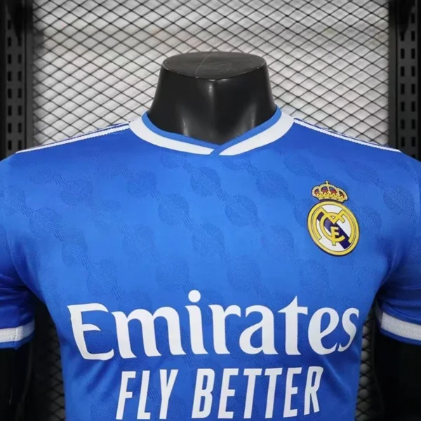jerseyforge-real-madrid-jersey-chest-sponsor-crest 2026 Real Madrid Style Away Soccer Jersey - Elite Royal Blue & White Football Shirt - Unbranded High-Performance Teamwear