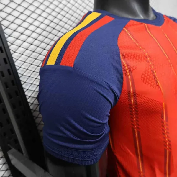 jerseyforge-spain-jersey-shoulder-stripes-detail 2026 Spain Style National Team Soccer Jersey - Red & Navy Football Shirt - Unbranded High-Performance Teamwear