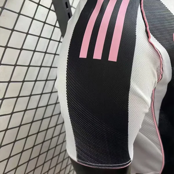 2026 Juventus Style Home Soccer Jersey - Modern Black & White Striped Kit - Pink Elite Edition Customizable Teamwear
